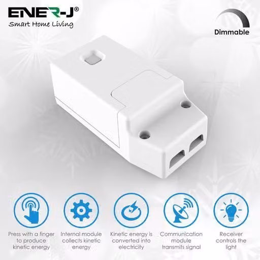 ENER-J 100W Smart WiFi Dimmable Receiver Module for Wireless Kinetic Switches, White