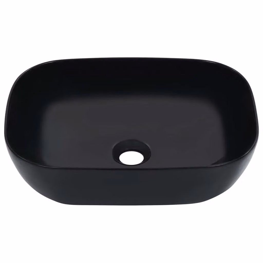 Berkfield Rectangular Ceramic Countertop Wash Basin, Black, W: 45.5 cm, D: 32 cm, H: 13 cm – 2