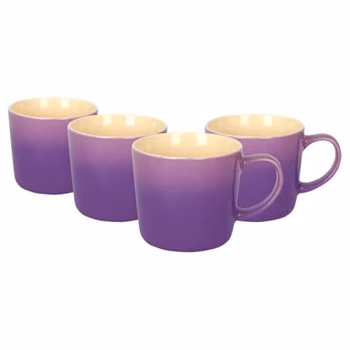 Argon Tableware Purple Ombre Coffee Mugs, Set of 4, 330ml New Bone China Ceramic Mugs