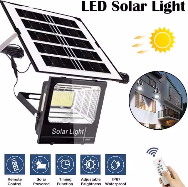 NESTLUNE 500W 170LED Solar Street Floodlight with Remote Control in Black – 1