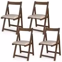 Costway Set of 4 Foldable Armless Dining Chairs in Walnut Brown with Fabric Upholstery – 1