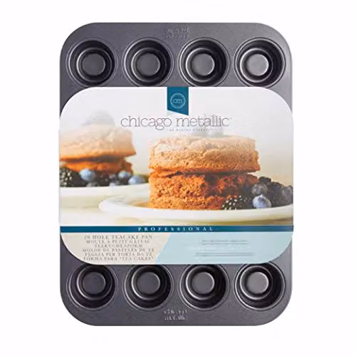 Chicago Metallic Non-Stick 20 Hole Hollow Mini Cupcake Baking Tray, Grey, W: 27 cm, D: 35 cm – 3