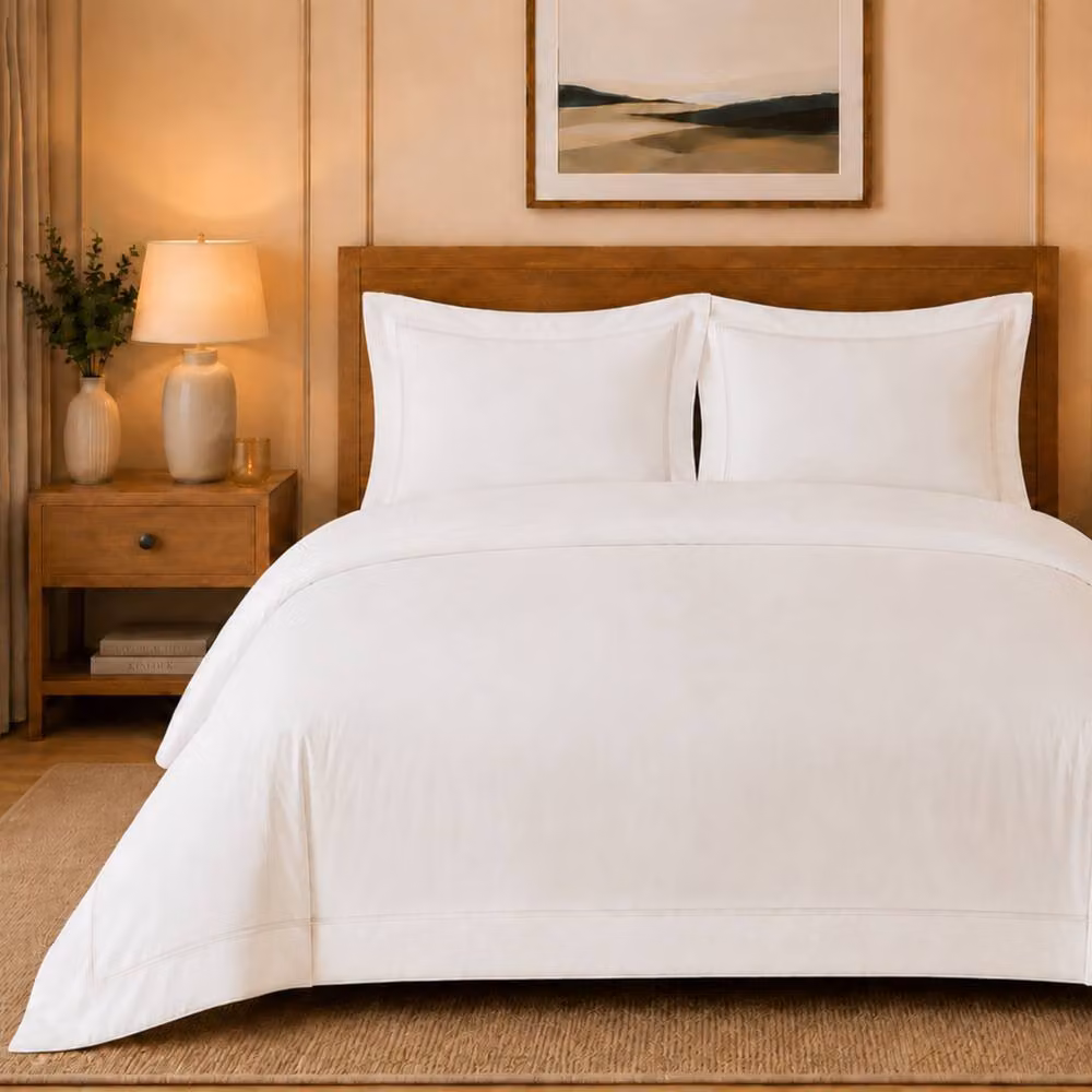 Pamposh 1000TC White Cotton Mako Satin Duvet Cover and Fitted Sheet Set – 2