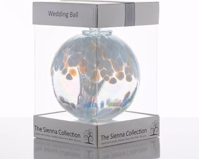 Sienna Glass White Spirit Ball Glass Ornament, Diameter: 10 cm