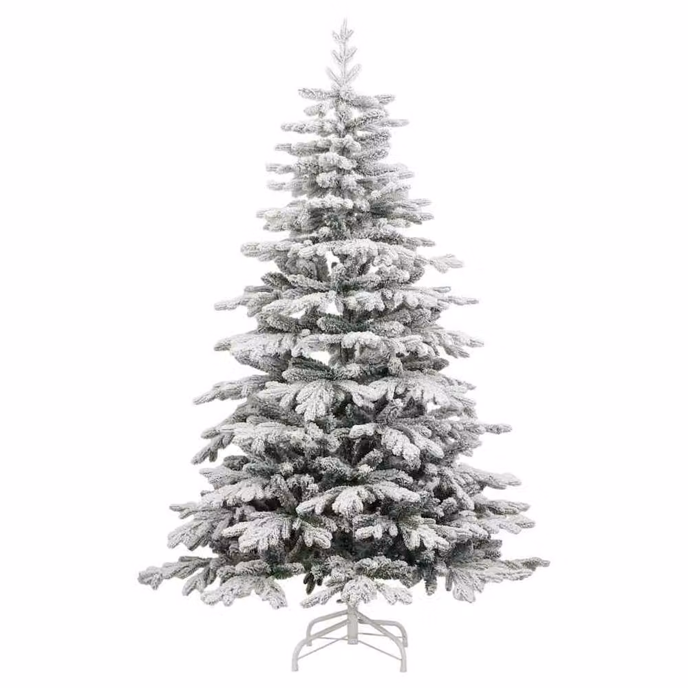 Berkfield Home Artificial Hinged Christmas Tree in White, Height: 210 cm – 3