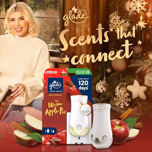 Glade Plug In Air Freshener Starter Kit with Warm Apple Pie Scented Oil Holder and 20 ml Refill, White – 3