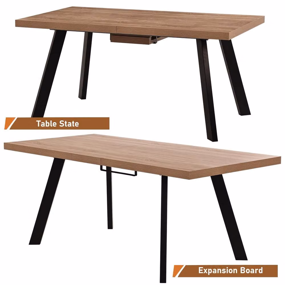 FURNITURE ONE Extendable Rectangular Dining Table in Brown, W/D/H: 190 x 120 x 76 cm (Extends from 160 cm) – 2