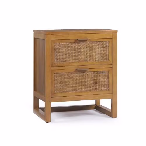 Teamson Home Hatteras Bedside Table with 2 Rattan Inset Drawers, Natural Finish, W: 51 cm, D: 40.64 cm, H: 60.96 cm – 1