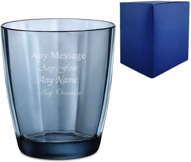 Uniqueful Personalised Engraved Blue Pulsar Whisky Tumbler Glass, 300ml