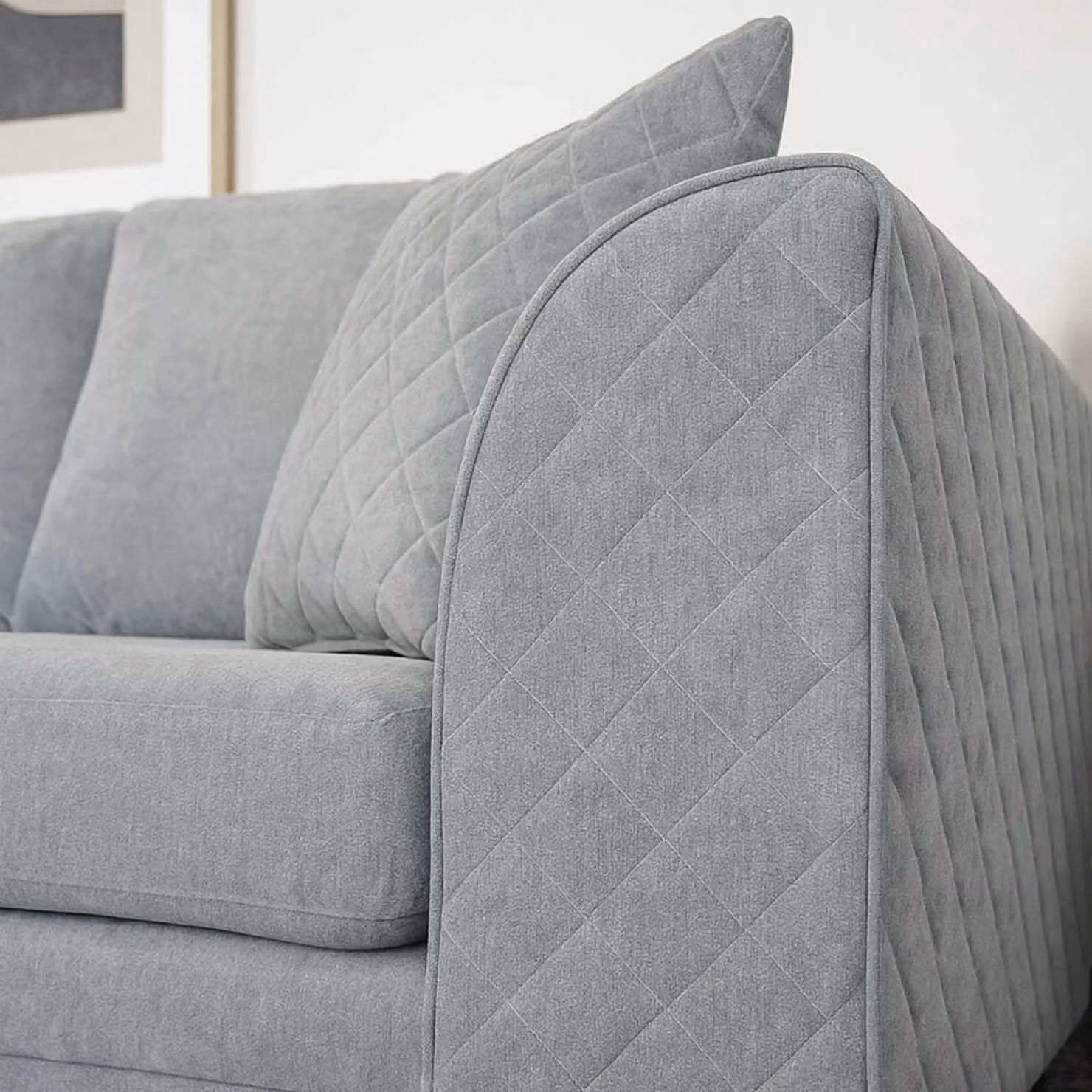 Furnishings For Less UK Grey Quilted Chenille Fabric L-Shaped Corner Sofa, 3 to 4 Seater, Left Hand Facing – 3