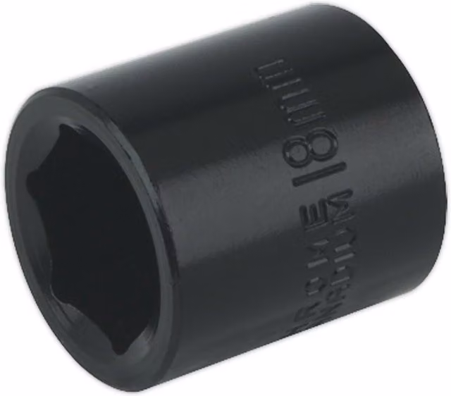 Loops 18mm Forged Impact Socket 3/8 Inch Sq Drive Chrome-Vanadium Wrench Socket Black and Multicolour