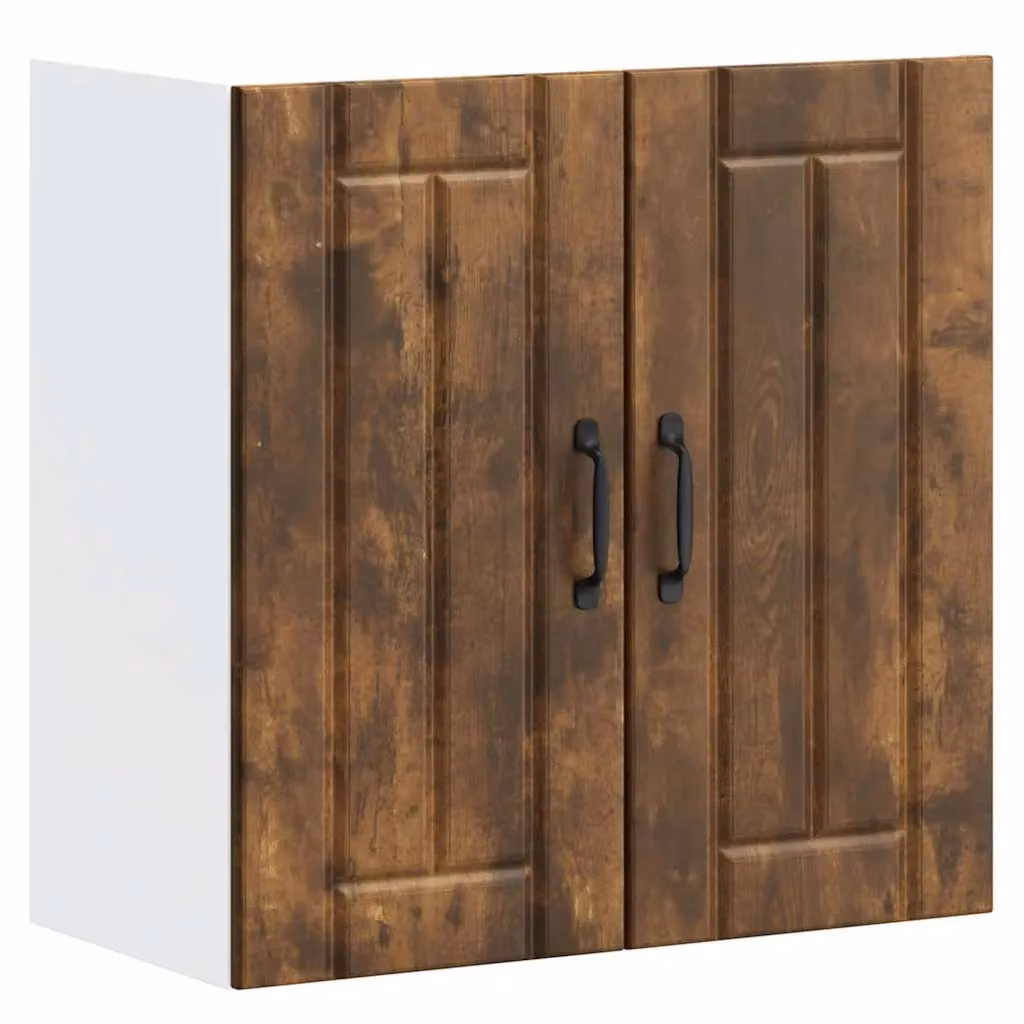 Berkfield Home Lucca Smoked Oak Kitchen Wall Cabinet in Brown with Glass Doors – 2