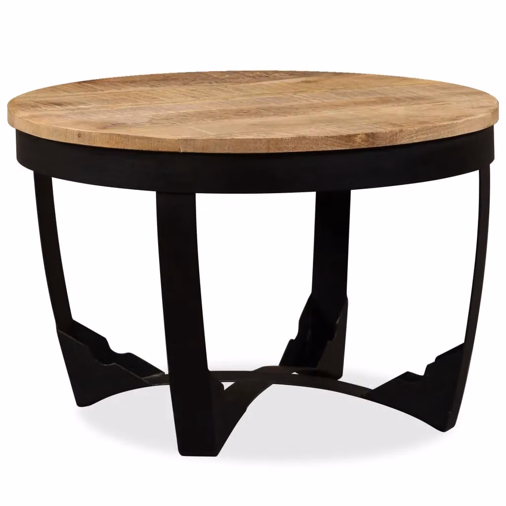 Berkfield Home Round Coffee Table in Brown Solid Rough Mango Wood W: 60 cm, D: 40 cm – 2