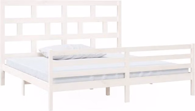Berkfield Home White Solid Wood Pine Bed Frame 200 x 200 cm