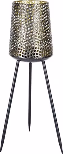 Luxform Beehive Tripod Outdoor Garden Light, USB Rechargeable, Black and Gold/Brass, Warm White, 15 Lumen with 24hr Timer – 1