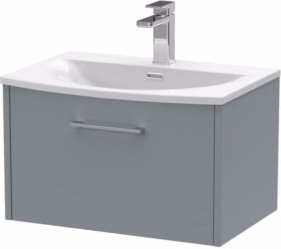 Balterley Winshill Contemporary 1 Drawer Wall Hung Vanity Basin Unit, Grey, W: 60 cm – 1