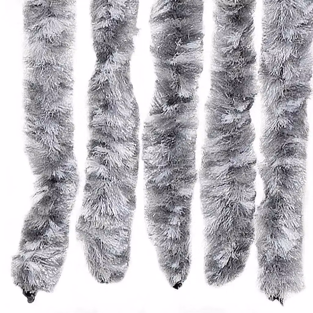 Berkfield Home Striped Chenille Insect Curtain in White, Grey and Multicolour, W: 56 cm, H: 185 cm – 3