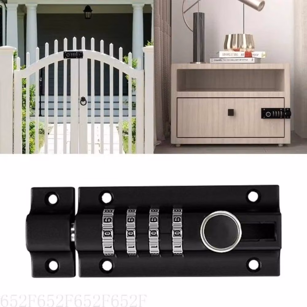 FLAVORA Black Stainless Steel 4-Digit Combination Bolt Lock – 3