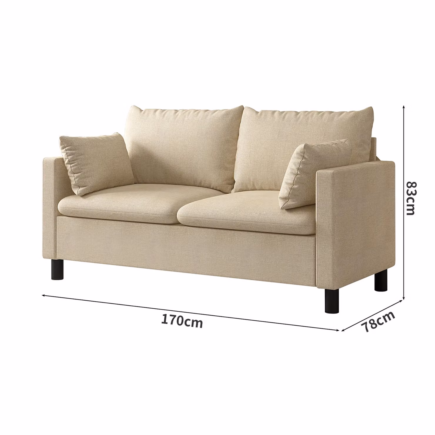 MCC Direct CozyWell Laura Large Plush Padded Fabric Settee in Beige – 3