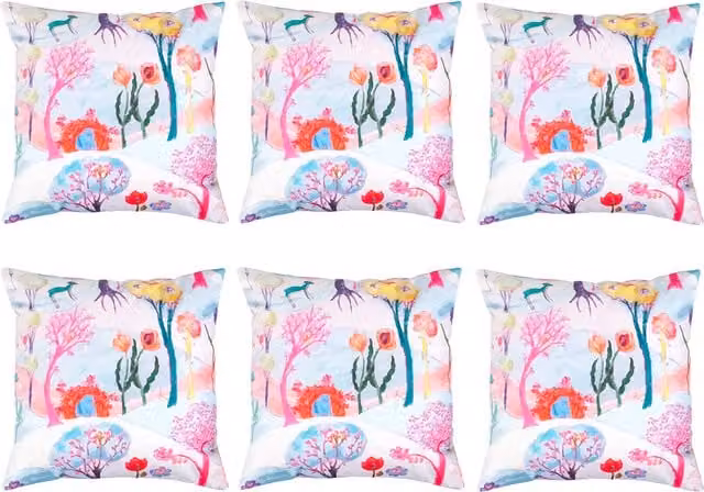 Gardenista Enchanted Floral Printed Outdoor Scatter Cushion Set of 6, Multicolour, Square