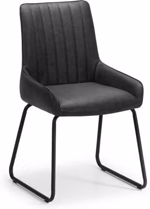 Julian Bowen Soho Set of 2 Black Faux Leather Dining Chairs with Metal Cantilever Base