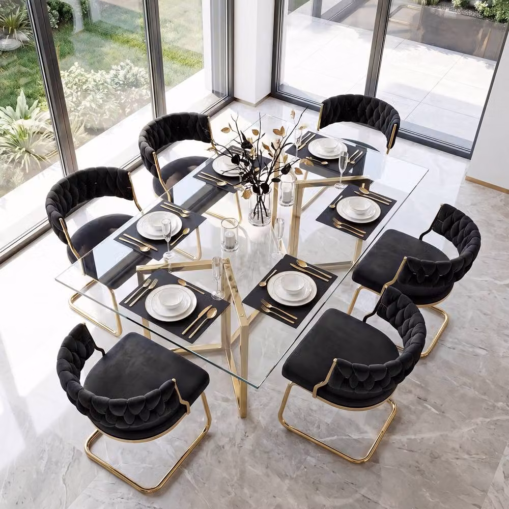 Costway Set of 2 Black Velvet Upholstered Modern Dining Chairs with Metal Cantilever Base – 9