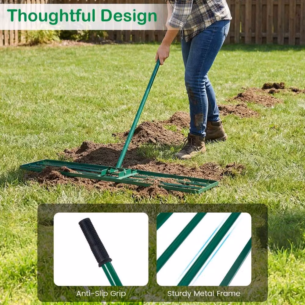 Havendro Green Heavy Duty Metal Lawn Level Rake, W: 25 cm, L: 106 cm – 3