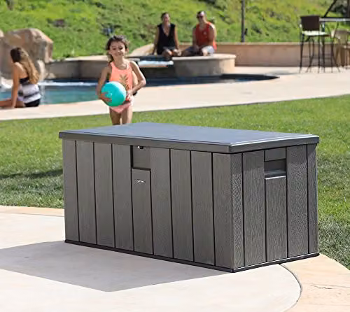 LIFETIME Plastic Wood Grain Textured Storage Box in Desert Sand and Grey, W: 151 cm, D: 72 cm, H: 69 cm – 2