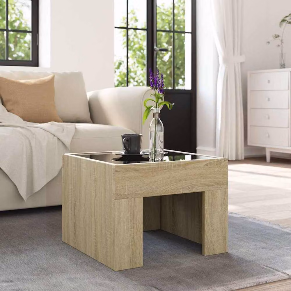 Berkfield Home Infinity LED Coffee Table in Sonoma Oak Light Brown, W/D/H: 40 x 40 x 30 cm – 2