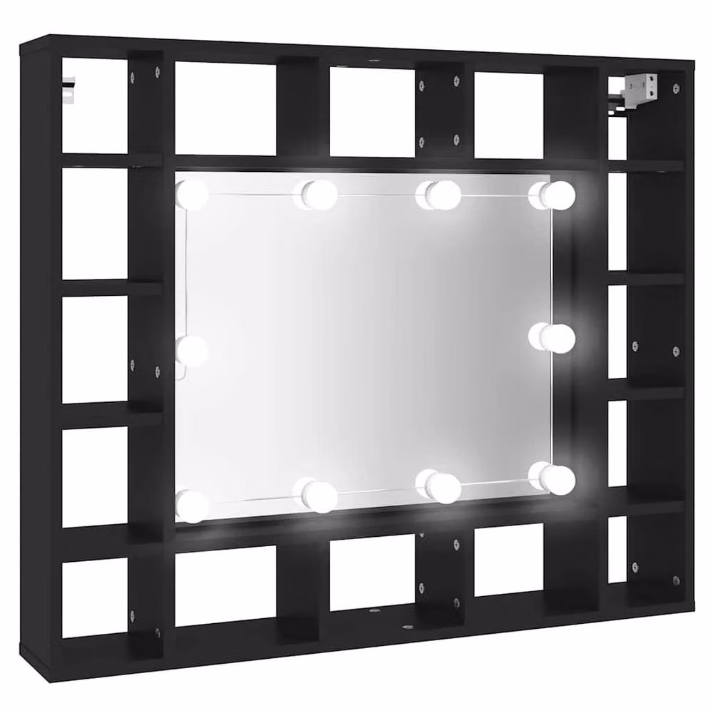 Berkfield Home Modern Black LED Mirror Cabinet with Integrated Lighting, W/D/H: 91 x 15 x 76.5 cm – 2