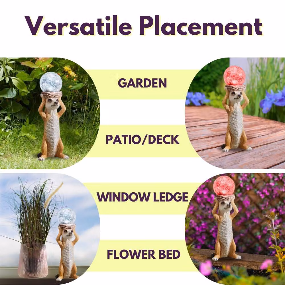 Marco Paul Solar Meerkat Garden Ornament with Crackle Ball in Multicolour – 5