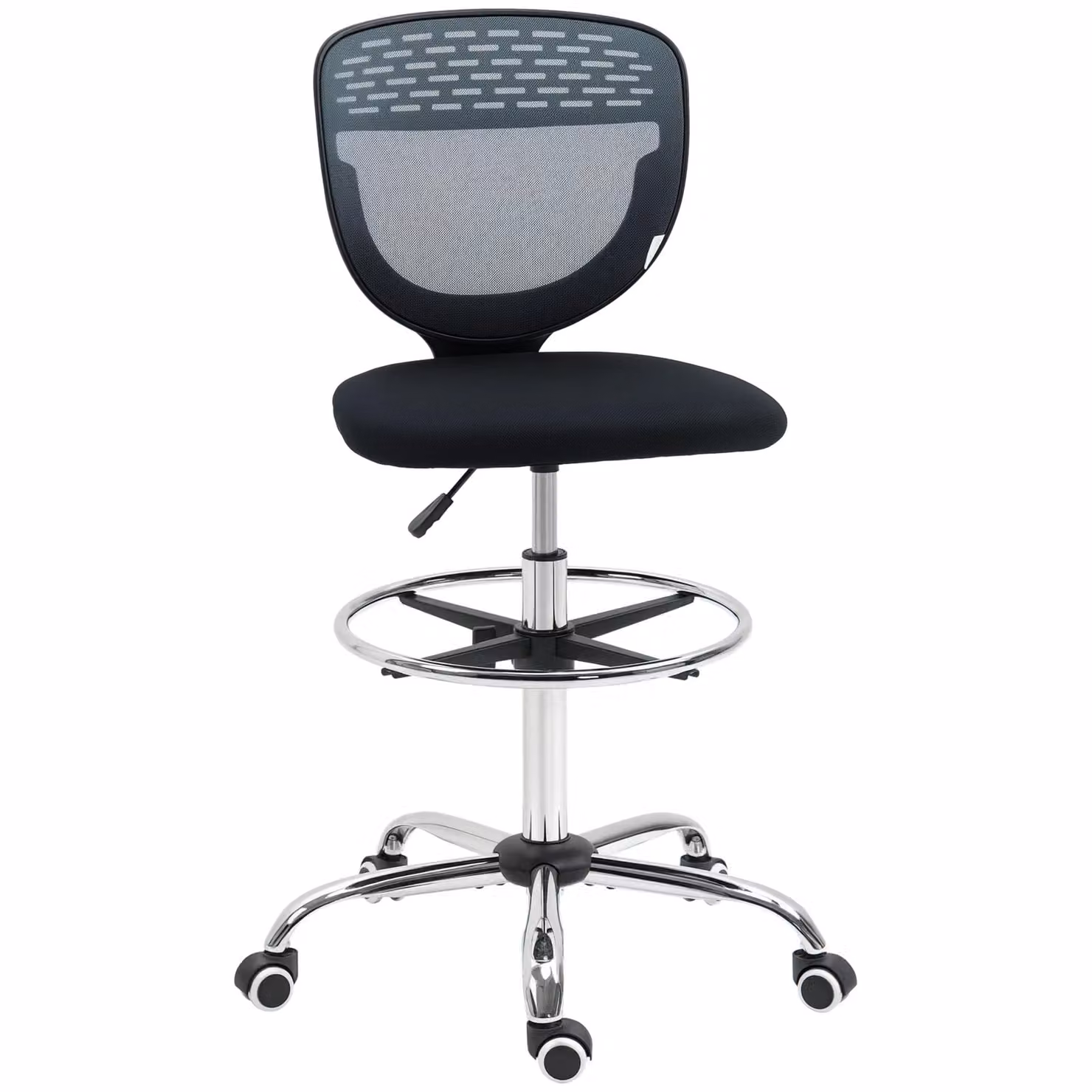 Vinsetto Ergonomic Drafting Chair, Swivel Mesh Fabric Draughtsman Chair with Foot Ring, Grey – 2
