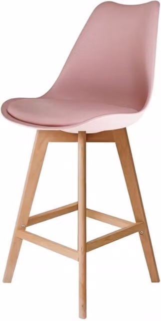 Fusion Living Modern Pink Bar Stool with Beech Wood Legs