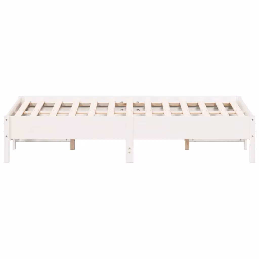 Berkfield Home Small Double Solid Wood Pine Bed Frame in White, W/D/H: 120 x 190 cm – 3
