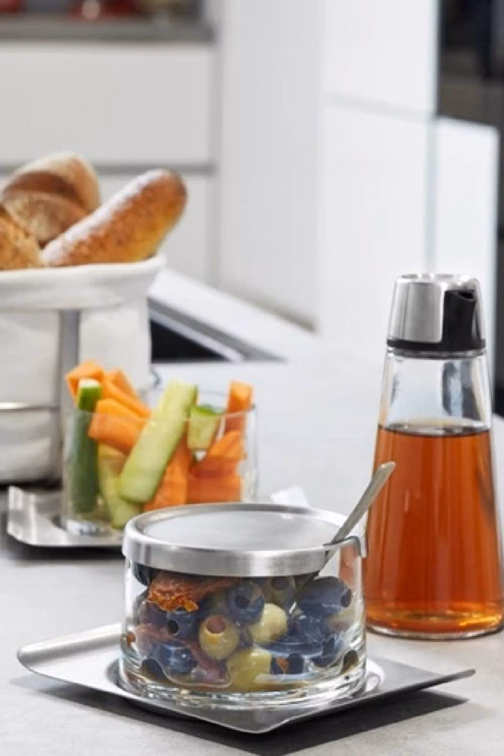 Gefu Brunch Glass Jam Jar with Stainless Steel Lid and Tray in Clear – 3