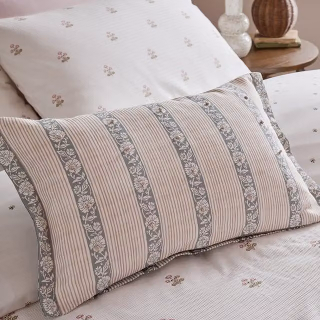 Laura Ashley Semington Filled Boudoir Cushion, Chambray Blue, W: 50 cm, H: 30 cm