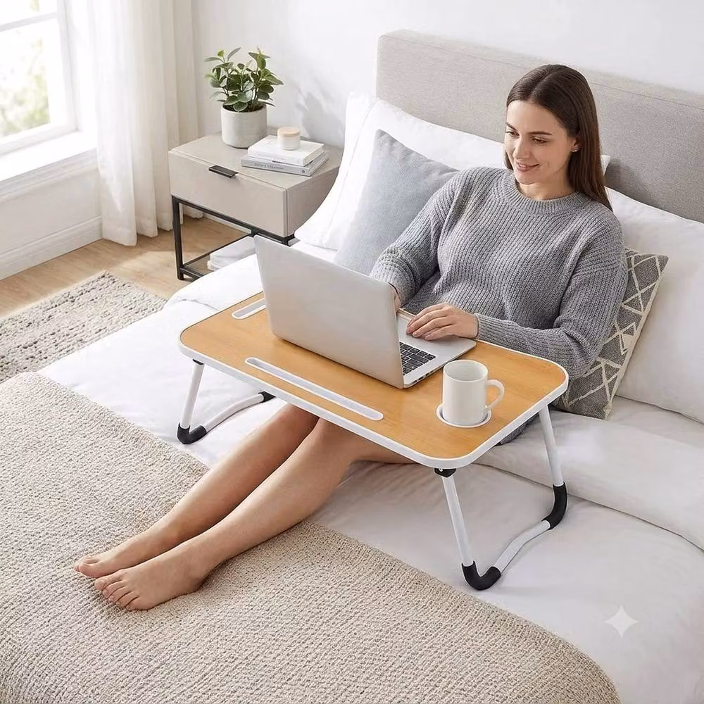 SPETLEK Folding Laptop Table Stand Bed Tray in Brown – 2