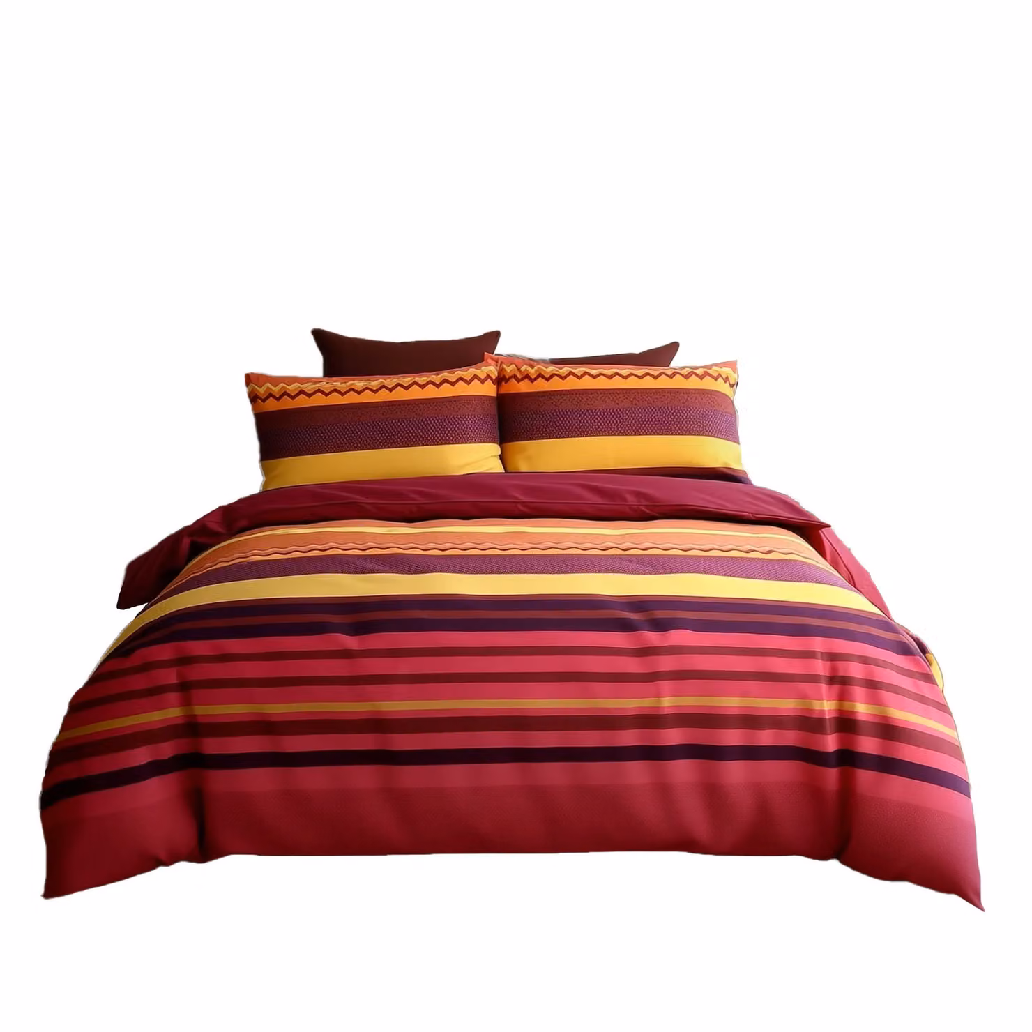 Snug City Red and Black Striped Polycotton Duvet Cover and Pillowcase Set, Single, W: 90 cm, L: 200 cm – 2