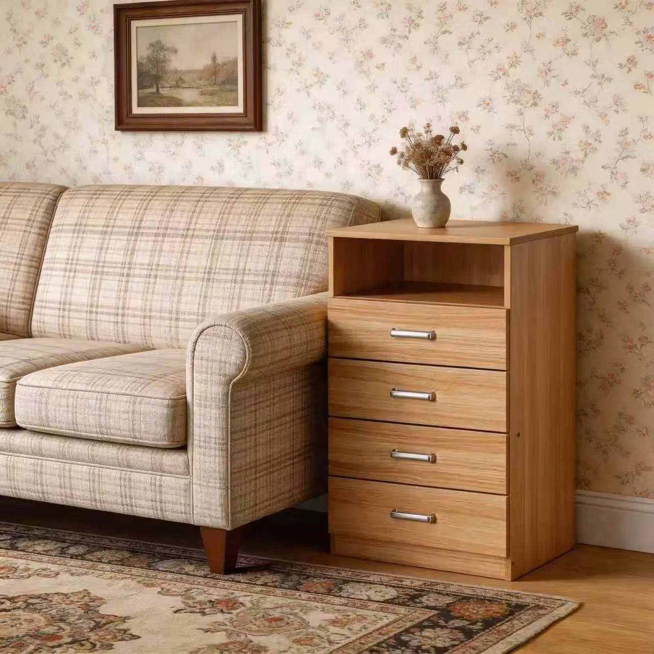 Comfy Living Ltd Modern Oak Effect Chest of Drawers in Light Oak and Brown with Silver Accents – 3
