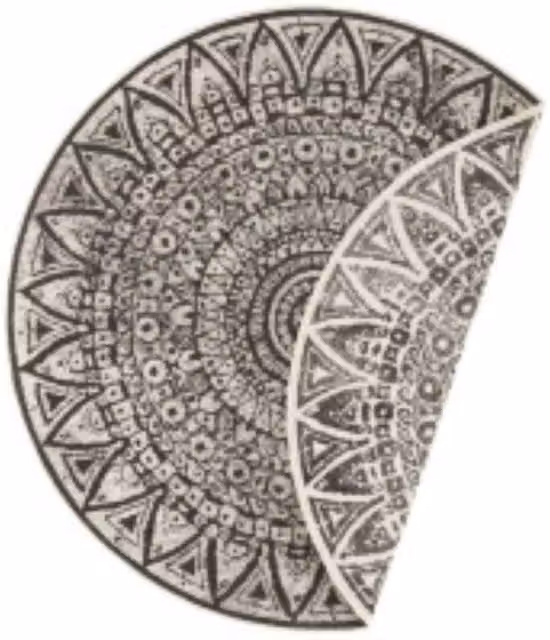 THE RUGS Lilja Vintage Round Reversible Indoor Outdoor Rug in Black, Diameter: 240 cm