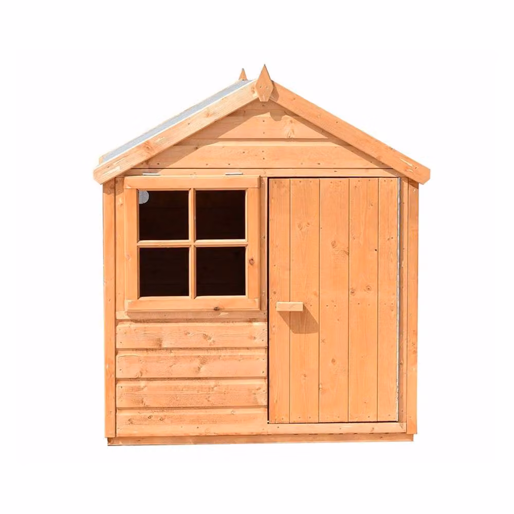 Shires Wooden Playhut with Single Door and Opening Window in Brown – 2