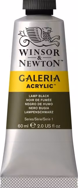 Winsor & Newton Galeria Acrylic Paint, Lamp Black, 60 ml – 1