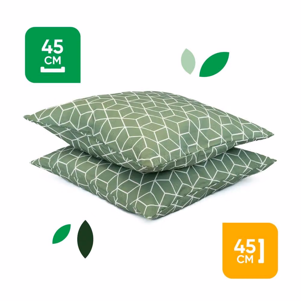 Gardenwize Pack of 2 Green Square Graphic Scatter Cushions – 2
