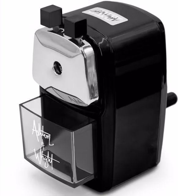 Ashton and Wright Mechanical Table Crank Desktop Pencil Sharpener - Black