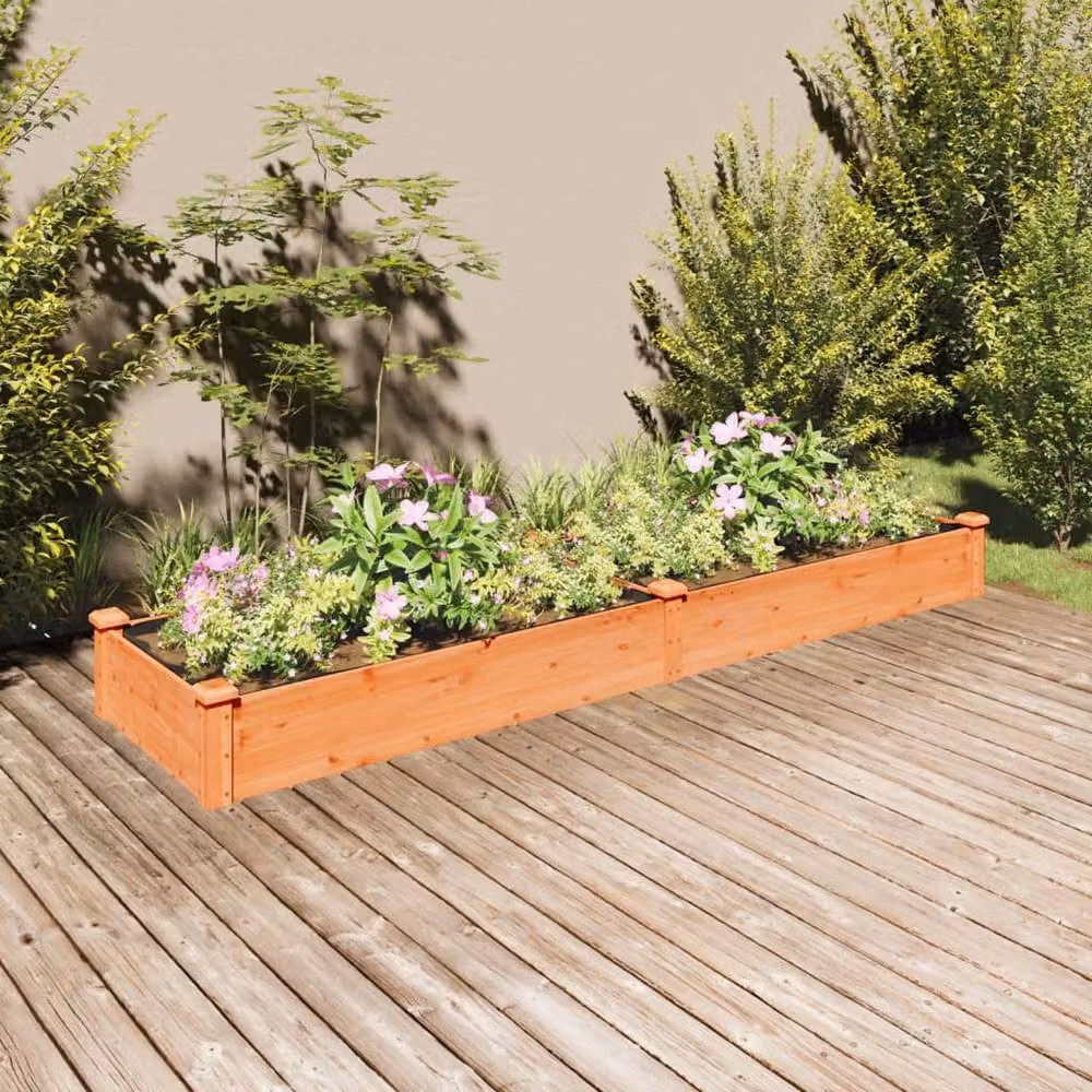 Berkfield Home Garden Raised Bed with Liner in Brown Solid Wood, W/D/H: 240 x 60 x 25 cm – 2