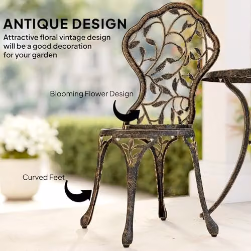 Outsunny 3 Piece Aluminium Bistro Set Garden Coffee Table and Chairs in Brown, W/D: 60 x 60 cm – 3
