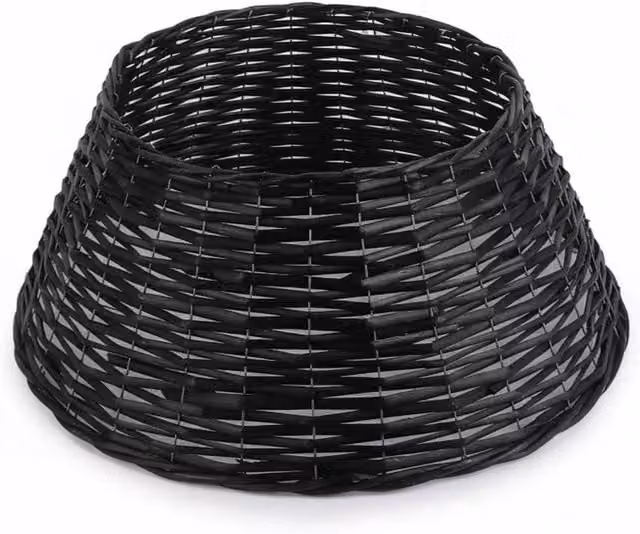 SPETLEK Black Christmas Natural Large Willow Wicker Woven Rattan Round Tabletop W: 100 cm, D: 60 cm
