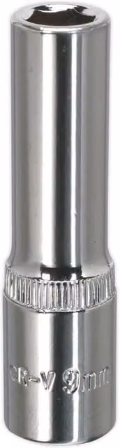 Loops 9mm Deep Drive Socket 3/8 inch Square Drive Forged Steel in Silver Chrome Vanadium – 1