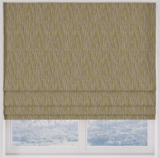Terrys Linear Made to Measure Blackout Roman Blind in Yellow Striped Polyester