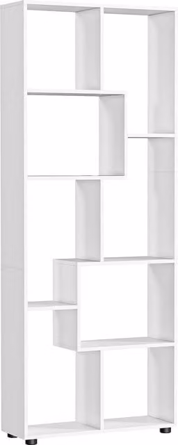 HOMCOM 8-Tier Freestanding Bookcase with Melamine Surface in White